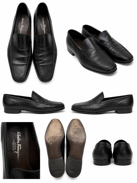 Salvatore Ferragamo Studio Black Leather Loafers Dress Shoes Men’s 10.5 D Italy main image 4